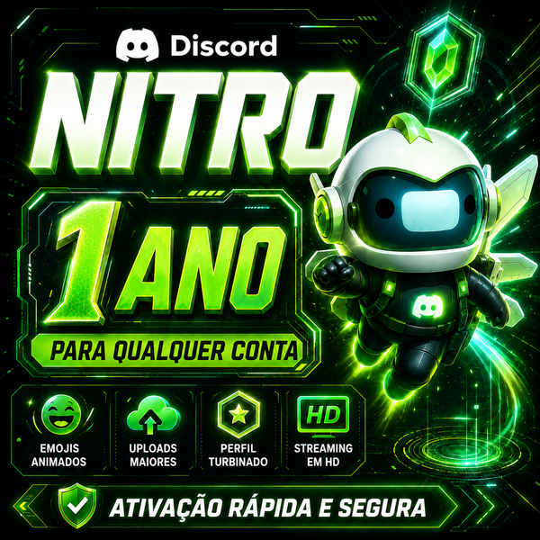 Discord Nitro - Gift Card de 1 ano Qualquer conta