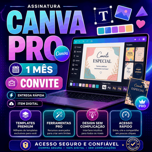 Assinatura Canva Pro - Convite - 1 Mês