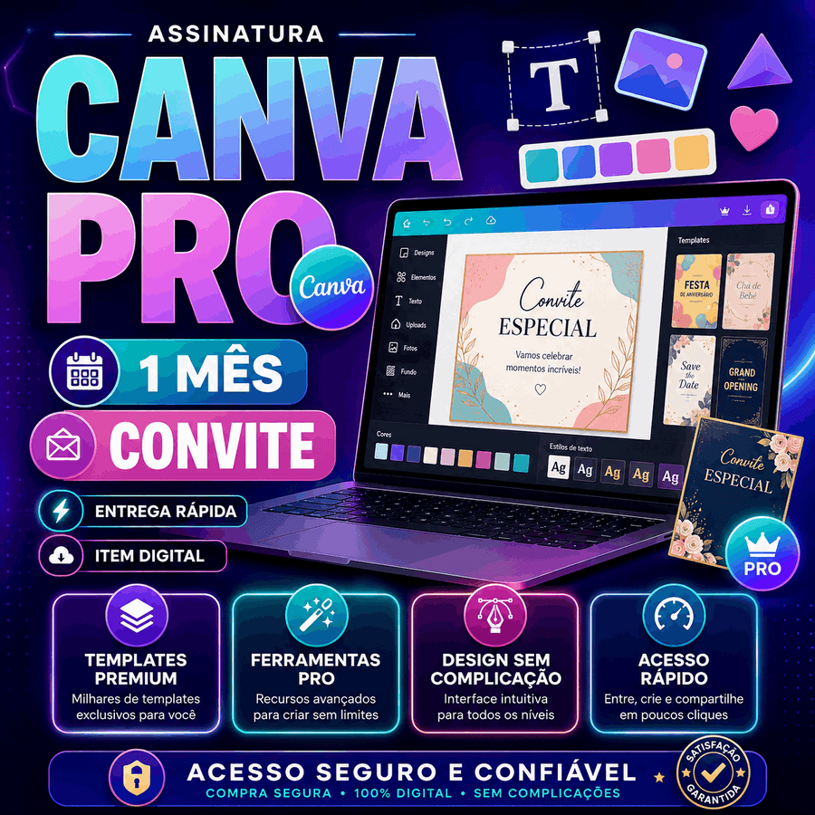 Assinatura Canva Pro - Convite - 1 Mês